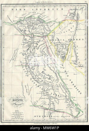 . Egypte Ancienne. Englisch: Dieses ist ein wunderschönes, 1837 Kupferstich Lithographie Karte des alten Ägypten, Nubien und Abyssina. Diese entspricht in etwa der modernen Nationen von Ägypten, Sudan und Äthiopien. Umfasst die alten Nationen von Oberägypten, Unterägypten, Heptanomis, Arabien, und Judäa, und Petra. Topographische details in Hülle und Fülle. Text in Französisch oder Latein. . 1837 7 1837 Malte-Brun Karte des alten Ägypten, Nubien (Sudan) und Abessinien (Äthiopien) - Geographicus - EgyptAncient-MB-1941 Stockfoto