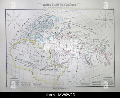 . Monde 1611 des Anciens au 11e siecle de L'ere Chretienne. Englisch: Dieses schöne 1837 Handcolorierte Karte der Welt zeigt, wie es in der Antike bekannt war, C. 1100 v. u. Z. Schließt Europa sowie Teile von Asien und Afrika. Viele der Features, die in Afrika sind völlig Mythologischen. Der Text ist auf französisch. . 1837 7 1837 Malte-Brun Karte der Welt nach dem Alten - Geographicus - WorldAncient-MB-1941 Stockfoto