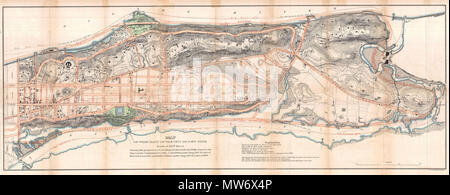 . Karte von diesem Teil der Stadt New York nördlich der 155. Straße zeigen die Fortschritte bei der Festlegung von Wegen, Straßen, Plätzen und Orten, die durch die Kommissare des Central Park, unter Kapitel 565 der Gesetze von 1865 und der neuen Pier und Stirnwand Linien unter Kapitel 697 der Gesetze von 1867. Englisch: Eine seltene und ungewöhnliche Karte von Upper Manhattan, New York City, vorbereitet und für die Aufnahme in den 13. Jahresbericht des Vorstands der Kommissare der Central Park gedruckt. Zeigt die Insel Manhattan nördlich der 155. Straße einschließlich der Bezirke Inwood, Harlem und Washington Heights. T Stockfoto