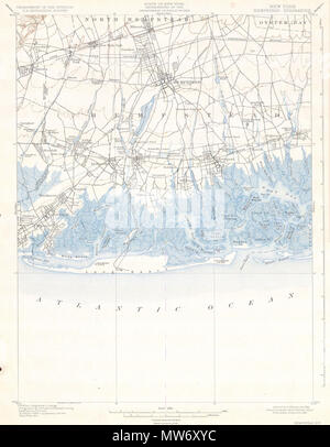 . New York Hempstead Viereck. Englisch: Diese schöne und faszinierende topographische Karte zeigt die Long Island, New York Region von Hempstead, einschließlich Freeport, Hempstead, und Long Beach. Enthält einige U-Boot Details. Sehr detaillierte mit wichtigen Gebäuden und Zügen und Bahnstrecken. Eine seltene und faszinierende geologische übersicht Dieser stark besiedelten Region. Vom Oktober 1909 Reissue des April 1903 Charts. . 1900 11 1900 U.S.G.S. Karte von Hempstead, Long Beach, Long Island, New York - Geographicus-Hempstead - uscs-1925 Stockfoto