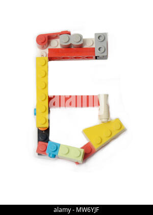 Nummer Sechs erstellen aus Ziegel Stockfoto