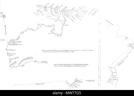 . Dies ist eine Karte mit dem Titel von Abel Tasman 1642 genommen. Original Karte stammt aus dem 17. Jahrhundert; Early Voyages in Terra Australis wurde 1859 veröffentlicht. Vor allem Abel Tasman; vermutlich einige professionelle Kartographen wurden in die Produktion des Endprodukts beteiligt. 587 Tasman's Track Stockfoto