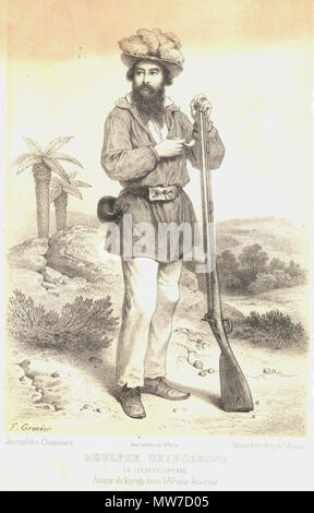 . Français: Dessin représentant Adulphe Delegorgue (1814-1850) Chasseur et Naturaliste français, bedächtig dans le Journal de Chasseurs et réalise par F Grenier. Dezember 1847. Unbekannt 28 Adulphe Delegorgue Stockfoto