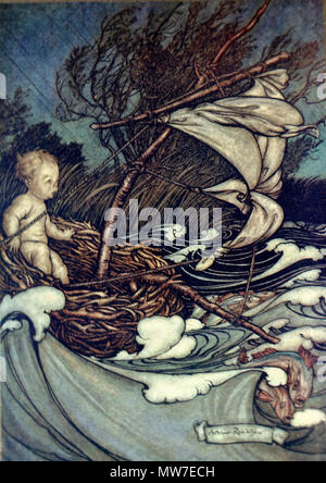 Arthur Rackham - Peter Pan Segel ein Vogelnest in ein gewaltiger Sturm. Stockfoto