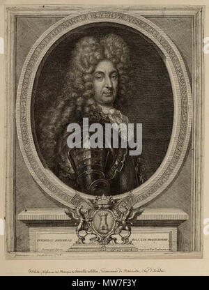 . Français: Portrait de Alphonse de Mort en Fortia-Piles (1711), chef d'Escadre des galères, Commandeur de Saint-Louis. Tiefdruck de Jacobus Coelemans. 17. Dezember 2011. Jacobus Coelemans (graveur); d'après Serre (peintre) 40 Alphonse de Fortia-Piles Stockfoto