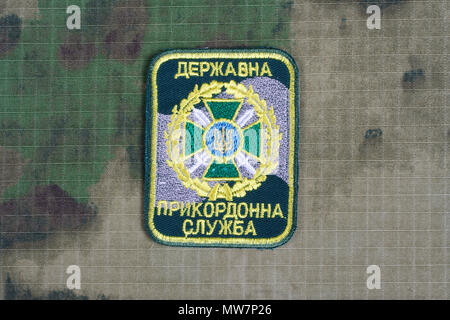 Kiew, Ukraine - Juli, 16, 2015. Ukraine Grenzschutzes einheitliche Abzeichen Stockfoto