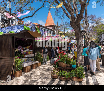 Madeira Blumenfest Marktstände Stockfoto