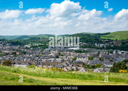 Blick über die Stadt von Hawick in den schottischen Borders, Schottland, Großbritannien Stockfoto