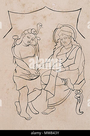 . Englisch: "India, West Bengal, Kolkata (Kalkutta), Kalighat, Südasien Annapurna Abfüllen Essen zu Shiva, ca. 1900 Zeichnung, Tusche auf Papier, 14 x 9 1/2 in. (35,56 x 24,13 cm) mit Mitteln Punita Khanna und den südlichen Asiatische Kunst Rat (AC 1998.53.1)'. Um 1900 zur Verfügung gestellt haben. Unbekannt 48 Annapurna Stockfoto