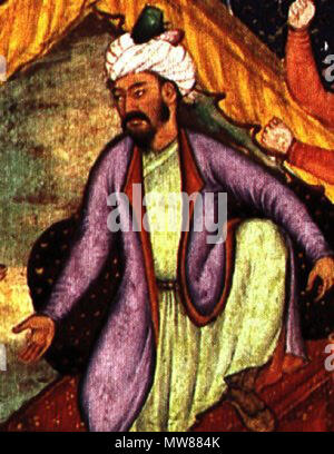 . Englisch: Mughal Kaiser Babur Español: Retrato de Babur en una miniatura Mogol فارسی: بابُر. Von einem Mogul Miniaturmalerei 67 Babur Stockfoto