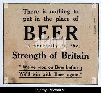 Eine britische Ersten Weltkrieg Plakat Bier Förderung als wichtig für die Stärke von Großbritannien Stockfoto