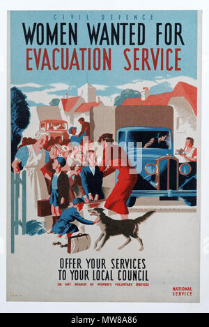 Ein zweiter Weltkrieg Plakat Fragen für Frauen für die Evakuierung zu freiwilligen Stockfoto