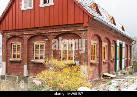 Historische Umgebindehäuser in Waltersdorf Zittauer Gebirge Stockfoto