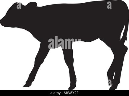 Kalb silhouette isoliert auf weißem Stock Vektor