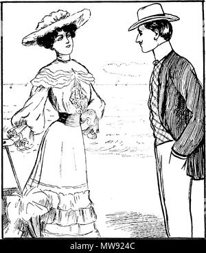 . Français: SOULIERS BLANCS-Il va y avoir à Leed un Concours de Beauté: concurrentes auront Les cinq mètres de Blick pour se couvrir. - Maintenant que le Gaz à 4 Sous, ce n'est pas ruineux!! . 1904, 4° ANNÉ.- N° 8. G. Chamonin 62 AU PAY DE LENTENTE CORDIALE Stockfoto