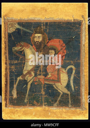 . Mann und Kind Montiert auf Pferd sagen das Museum - in der Tat ein Symbol von St. George, einer bekannten Art, wie Datei: Saint George Symbol in Pyrgos, Santorin.jpg. Zwischen 1700 und 1899 100 Brooklyn Museum - Mann und Kind Montiert auf Pferd Stockfoto