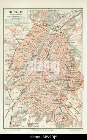 . Englisch: Brüssel, Belgien; Karte 1907. Unbekannt 102 Brüssel, Karte 1907 Stockfoto