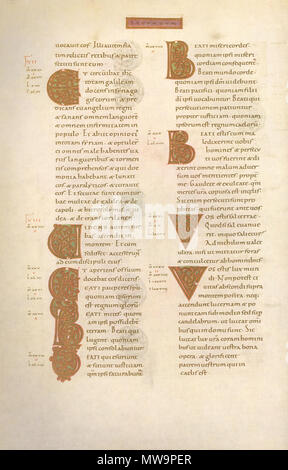 . Deutsch: Codex Aureus Epternacensis (Goldenes Evangeliar), Prunkhandschrift. ca. 1035-1040 135 Codex Aureus Epternacensis Folio 24 verso Stockfoto