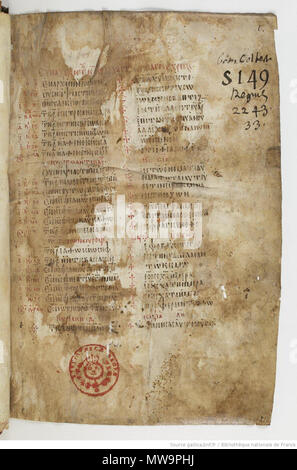 . Englisch: Codex Cyprius, 9. Jahrhundert Handschrift des Neuen Testaments in griechischer, 017 (Nummerierung nach Gregory-Aland). 9. Jahrhundert. Unbekannt 135 Codex Cyprius F 17. Stockfoto