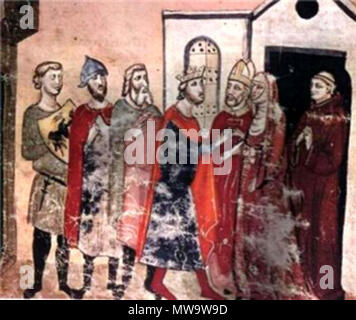 . Français: 1186 mariage de Constance de Hauteville avec Henri VI de Souabe Čeština: Svatba Jindřicha VI. Ein konstancie Štaufského Sicilské. 14. Jahrhundert. Giovanni Villani 144 Costanza Enrico 6. Stockfoto