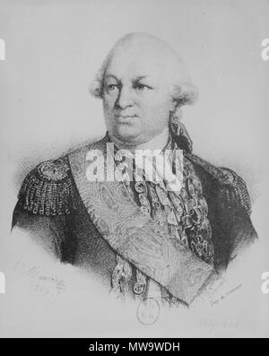 . Amiral François Joseph Paul, Marquis de Grasse Tilly, comte de Grasse (1722-1788). 1837. Gravur (Büste) durch Lemercier aus der Malerei von A. Maurin l9-N-1141 145 Graf de Grasse revolutionär-Krieg-120 Stockfoto