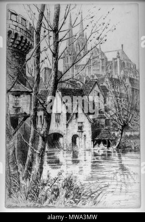 . Français: Chartres, Vue de la Porte Guillaume - Tiefdruck de Charles Pinet (19,5 x 28 cm). Vom 7. Dezember 2013, 19:43:13. Charles Pinet (1867 - 1932) Alternative Namen Charles F. Pinet Beschreibung Französische Maler Geburtsdatum / Tod 22. Januar 1867, am 10. August 1932 Ort der Geburt / Todes Paris, Frankreich Paris, Frankreich Arbeitsort Niederlande (1900 - 1925), Haarlem (1900 - 1925) Kontrolle: Q 2960017 VIAF: 220256210 SUDOC: 111639557 RKD: 95906 125 Chartres - Vue de la Porte Guillaume Stockfoto