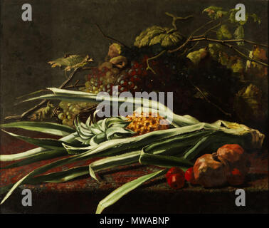 . English: Stillleben mit Ananas,116, Äpfeln und Granatäpfeln. Öl auf Leinwand. 74 x 95 cm. Englisch: Stilleben mit Ananas, Trauben, Äpfel und Granatäpfel. Öl auf Leinwand. 74 cm x 95 cm. ca. 1882. Frans Mortelmans (1865-1936) 217 Frans mortelmans Malerei 1. Stockfoto