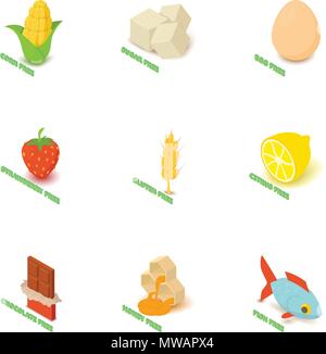 Intoleranz essen Symbole gesetzt, isometrische Stil Stock Vektor
