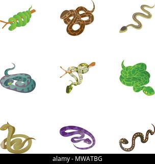 Schlange Symbole, Cartoon Stil Stock Vektor