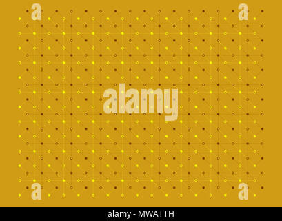 Punkte und Linien Textur muster in hellen Gelb- und Brauntönen auf gelben Hintergrund. Stockfoto