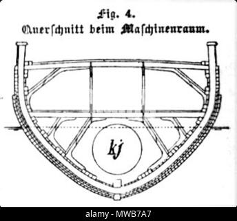 . English: Querschnitt durch das Schiff Fram Englisch: Querschnitt von Nansen Schiff Fram. zwischen 1897 und 1898. Fridtjof Nansen (1861-1930) 214 Fram Crosssect Stockfoto