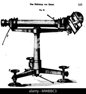 . Englisch: Diagramm der Heliotrop von Gauss erfunden. Bildschirm clipping berücksichtigt: 20 Juni 2007, 12:13 Uhr. Diese Datei fehlt, Informationen zum Autor. 153 Das Heliotrop von Gauss Stockfoto