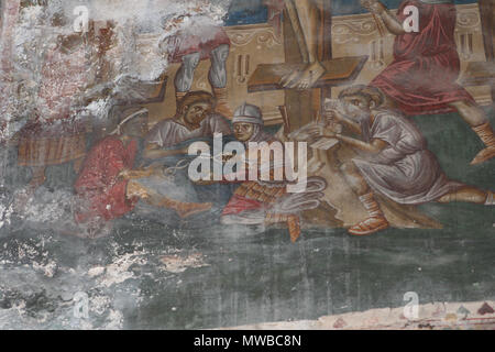 . Македонски: Фрески Црквата во "Св. "Лесновскиот архангел Михаил Манастир во Лесново прилепско пробиштипско, Englisch: Fresken in der Kirche des Erzengels St. Michael in Lesnovo, Mazedonien Русский: Фресок Лесновского монастыря Македония. 14. Jahrhundert AD. Unbekannt 227 Fresken aus der der Erzengel Michael Kirche von Lesnovo 0174 Stockfoto