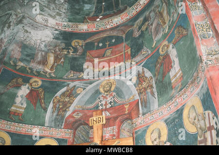 . Македонски: Фрески Црквата во "Св. "Лесновскиот архангел Михаил Манастир во Лесново прилепско пробиштипско, Englisch: Fresken in der Kirche des Erzengels St. Michael in Lesnovo, Mazedonien Русский: Фресок Лесновского монастыря Македония. 14. Jahrhundert AD. Unbekannt 227 Fresken aus der der Erzengel Michael Kirche von Lesnovo 022 Stockfoto