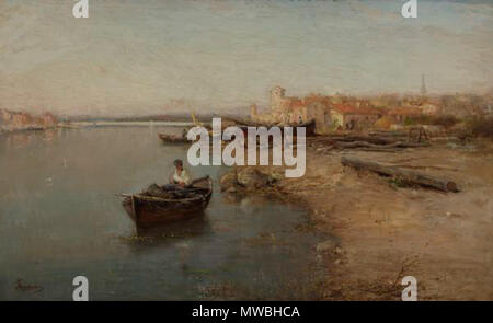 . Русский: Вечер в Мартиг Français: Le Soir aux Martigues, par Adolphe Appian (1818-1898), Victoria Art Gallery, Badewanne. ca. 1850. Adolphe Appian (1818-1898) 364 Le Soir aux Martigues (Via Appia) Stockfoto