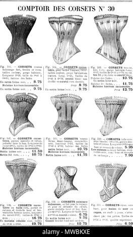 . Français: Comptoir des Korsetts Nr. 30 Dansk: forretningsafdeling Nr. 30 med korsetter. ca. 1890. Anonym 252 Grands Magasins du Louvre - Paris - 33. Stockfoto