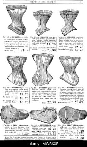 . Français: Comptoir des Korsetts Nr. 30 Dansk: forretningsafdeling Nr. 30 med korsetter. ca. 1890. Anonym 252 Grands Magasins du Louvre - Paris - 35 Stockfoto