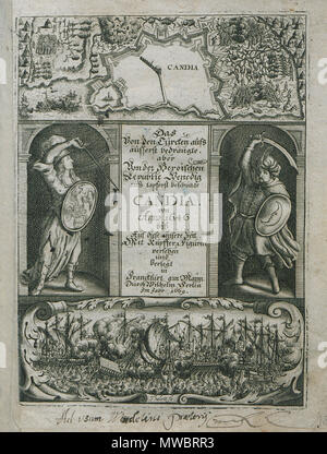 . Englisch: Frontispiz - Karte von Heraklion allegorischen Szene - Venedig und dem Osmanischen Reich als Krieger Szene aus der osmanischen Belagerung o-Palmer Roger Graf von Castlemaine - 1669. 1669. Roger Palmer, 1. Earl von Castlemaine (1634-1705) Alternative Namen Roger Palmer Beschreibung diplomat Geburtsdatum / Tod 3 September 1634 1705 Behörde: Q 3439334 VIAF: 56951328 ISNI: 0000 0000 6314 861 X LCCN: n 84233494 NLA: 35648595 GND: 100068863 WorldCat 230 Titelblatt - Karte von Heraklion allegorischen Szene - Venedig und dem Osmanischen Reich als Krieger Szene aus der osmanischen Belagerung o-Palmer Rog Stockfoto