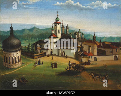 . Panorama der Neamţ Kloster Das ist ein Foto, ein historisches Denkmal im județul Neamț, klassifiziert mit Anzahl NT-II-m-A-10629. ca. 1850. Gheorghe Şiller (1824-1880) 232 G. Siller - manastirea Neamt Stockfoto