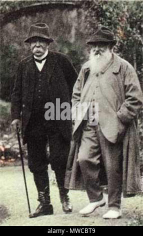 . Français: Georges Clemenceau et Claude Monet dans le jardin de Giverny en Compagnie de Blanche Hoschedé-Monet, du Collectionneur Matsukata Kôjrô et de sa nièce Madame Kuroki. Juni 1921. Unbekannt 239 Georges Clemenceau et Claude Monet Stockfoto