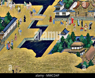 . Untere MITTE DER ZWEITEN PANEL, Linker Bildschirm (Otemon Tor des Schlosses Edo Daimyokoji Wadakura, Brücke, Straße, Matsudaira Iyonokami Residence). 'Ansicht von Edo' (Edo zu) Paar sechs Panel Paravents (17. Jahrhundert). 17. Jahrhundert. Unbekannt 178 Edo. l 238 Stockfoto