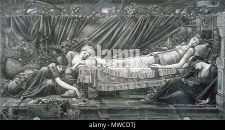 . Deutsch: Das Garden Court aus der Briar Rose Serie, photogravüre von Edward Burne-Jones. nicht gegeben. Edward Burne-Jones (1833-1898) 179 Edward Burne-Jones, das Garden Court, Briar Rose Serie Stockfoto