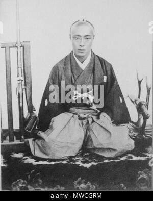 . Englisch: Tokugawa Yoshinobu mit Gewehr. Vor 1867. Anonymen Japanischen 609 Tokugawa Yoshinobu mit Gewehr Stockfoto