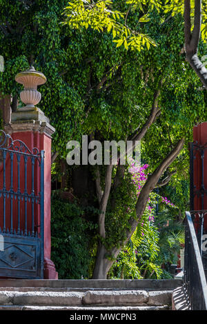 Treppen und Tor im PARQUE JUAREZ - San Miguel de Allende, Mexiko Stockfoto