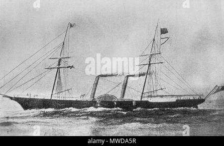 . Paddel Schiff HMS Coromandel Versand, gekauft 1855 und zuvor als "ZAHNSTEIN" bekannt. Verkauft 1866 nach Japan und aufgebrochen in 1876. um 1860. Unbekannt 280 HMSCoromandel 1860 Stockfoto