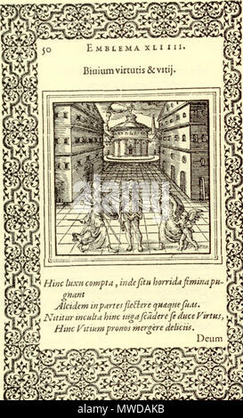 . Het eerste embleem komt uit een zestiende-eeuwse Bundel, Op de markt Referenzen Tür De Antwerpse drukker Christopher Plantin, sterben in genoeg andere Delen van Europa rondgekeken hatte om te beseffen dat de nieuwe embleem-rage in Italiл en Frankrijk binnen nicht al te lange Tijd ook de Republiek aan Zou immer schnell abgeräumt. Hij al enkele drukte aan embleembundels verwante Boeken deviezen voordat hij Zürich met 1564 zette aan de publikatie van zijn Eerste echte embleemverzameling, Emblemata van Joannes Sambucus. 1565 volgde een Edite van Alciato's Emblemata, en ook de bundel Emblemata van de uit Hoorn afkomsti Stockfoto
