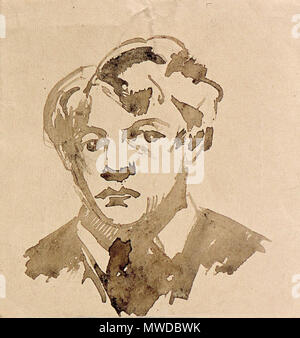 . Nederlands: Selbstportrait. ca. 1905. Braun Aquarell oder braune Tusche auf Papier. 12 × 13 cm (4.7 X 5.1 in). Utrecht Centraal Museum. ca. 1905. Theo van Doesburg (1883-1931) Alternative Namen Christian Emil Marie (Emile) Küpper, I.K. Bonset Beschreibung des niederländischen Architekten, Maler, Zeichner und Schriftsteller Geburtsdatum / Tod 30. August 1883 7. März 1931 Ort der Geburt / Todes Utrecht Davos Arbeiten Zeitraum 1899-1931 Arbeit Standort Amsterdam (1899-1914), Amersfoort (September 1908), Apeldoorn (Juli 1910), Fort bij Veldhuis (Heemskerk) (Juli 1914), Groesbeek (Mai 1915-Juni 1915, 1. September Stockfoto