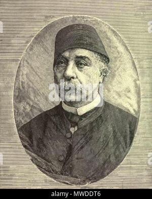 . Englisch: Portrait von nubar Pascha (1825-1899), erster Ministerpräsident von Ägypten. العربية: صورة لنوبار باشا (1825-1899) ، أول رئيس لوزراء مصر. Im Jahre 1890 veröffentlicht. Henry Morton Stanley (1841-1904) 294 im dunkelsten Afrika Nubar Pasha Stockfoto