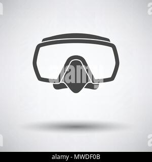 Symbol von Scuba Mask auf grauem Hintergrund, runden Schatten. Vector Illustration. Stock Vektor
