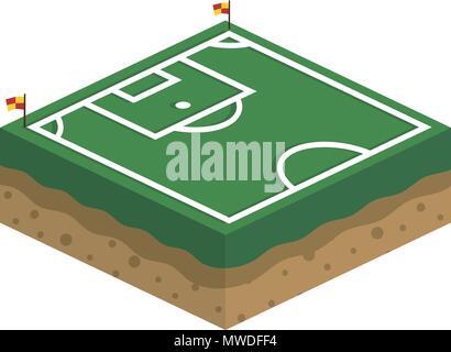 Isometrische Quadrat Fußballplatz Vektorgrafiken logo Stock Vektor